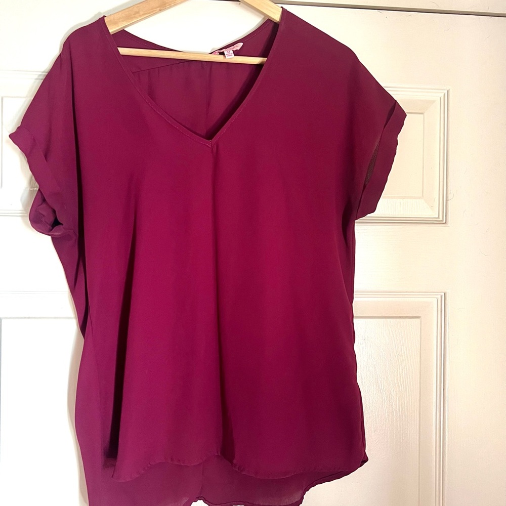 Candie's Deep Red V-Neck Blouse